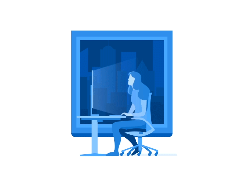 Healthy Workstation animated computer ergonomic illustration screen sitting women working workstation