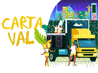 Carnval brazil carnival celebration dancer dancing illustration party people rio truck