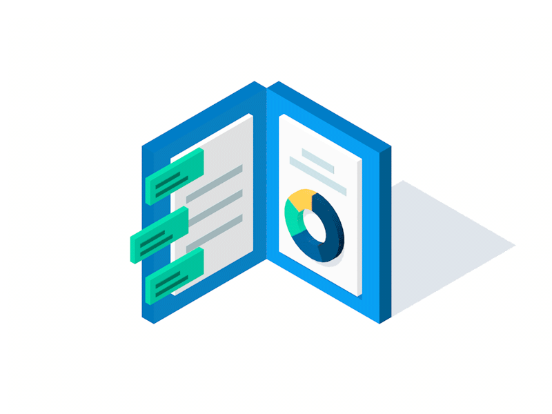 Animated Icon Series: Portfolio animated book c4d chart document finance flat graph icon letter loop motion