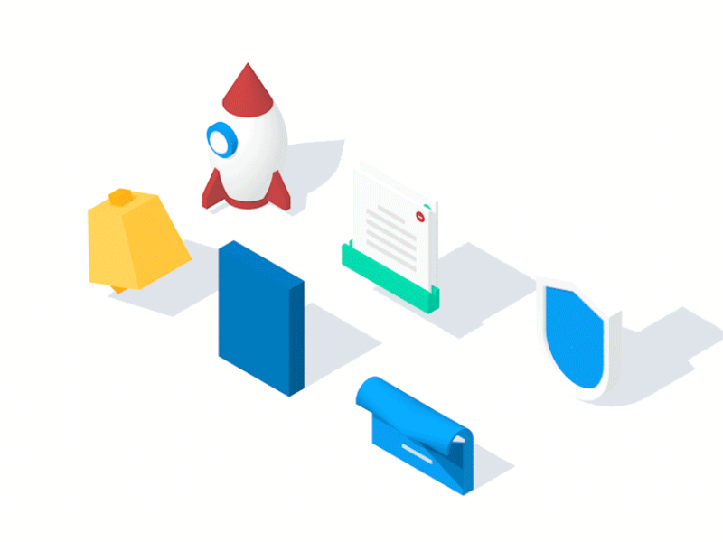 Animated Icon Series Set book graph chart motion loop rocket finance letter c4d flat icon animated