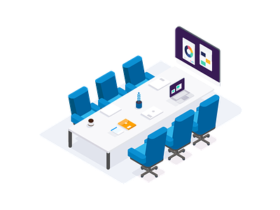 The Board Room app board boardroom flat illustration isometric meeting office technology vector working workspace