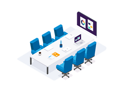 The Board Room app board boardroom flat illustration isometric meeting office technology vector working workspace