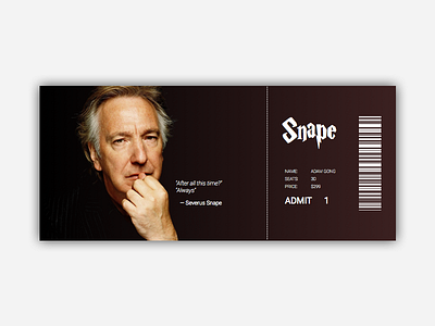 A Ticket alan rickman harry potter last show legend severus snape snape ticket