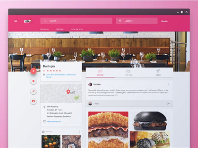 Yelp restaurant landing page concept