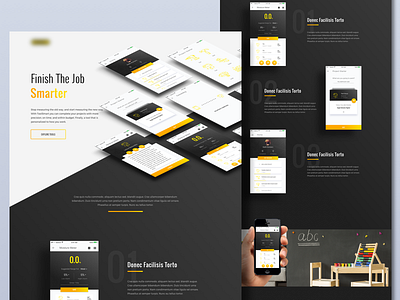 Tool app landing page android app black home ios landing simple tool yellow