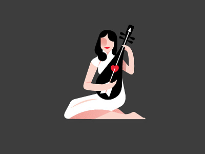 A girl with 'pipa' icon illustration