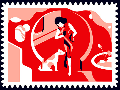 The Year of Dog stamp(6-3). illustration