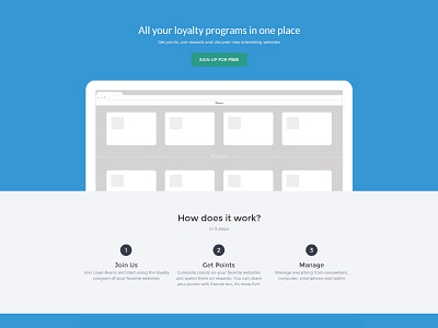 Beans landing page beans blue flat landing page loyalty sketch web website