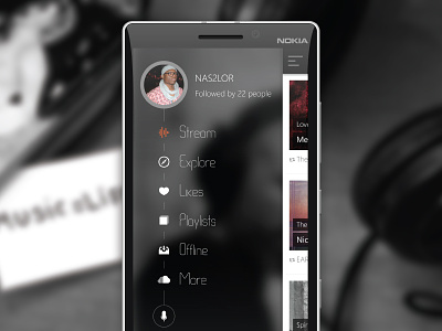 Soundly, Side Menu app flat mobile modern music soundcloud soundly windows phone