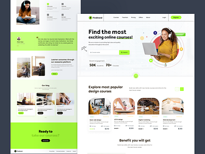 Online courses Website Design. app dashboard design landing page online ui design ux