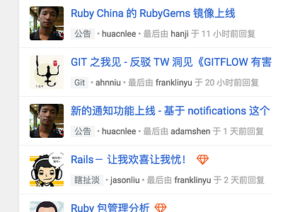 Ruby China Topic List