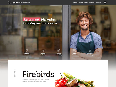 Gourmet Marketing bar design homepage hospitality hotel interface landing restaurant site ui web website