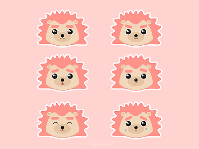 hedgehog emotions animals cute emotions flat hedgehog illustration stikers vector