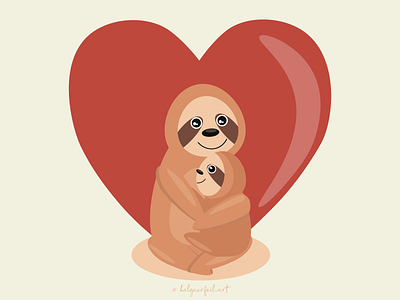 sloths animals cute flat illustration love sloths vector