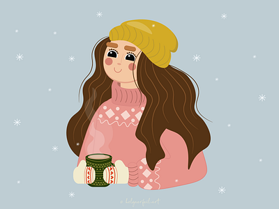 winter girl /2 cute flat girl illustration vector winter