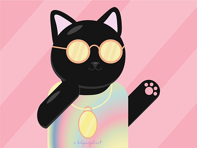black cat animals cat cute flat illustration vector