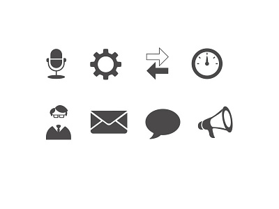 Icons cog email hipster icon megaphone meter mic nerd signaling support talk bubble