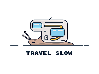 Travel Slow car gravit illustration minimal minimalist rv slow snail travel van