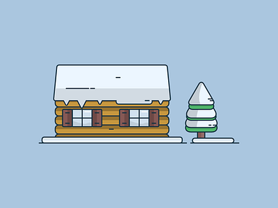 Chalet in the Snow 2d chalet cute flat holliday house illustration minimal mountain snow