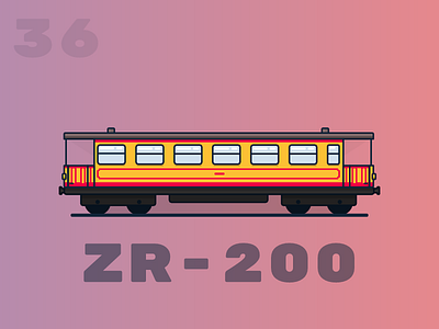 Yellow Train ZR-20036 2d balcony farwest flat france illustration rail train travel yellow