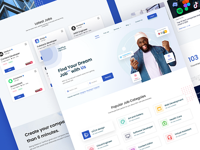 Job search and management website UI/UX branding graphic design job homepage job management website job search homepage job search website job site job site product design job website landing page uiux job website uiux landing page