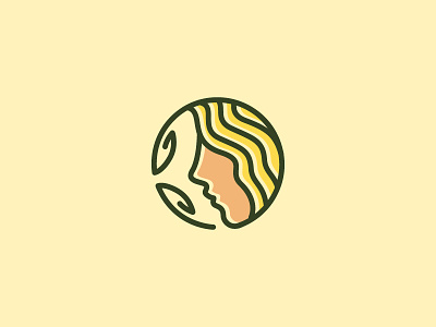 beauty face beautiful blonde brand branding concept curly design face female girl green illustration leaf logo natural organic vector wavy woman yellow
