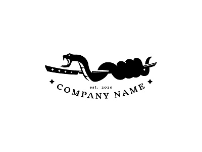 snake and sword animal black brand branding concept design illustration logo ninja samurai snake sword vector