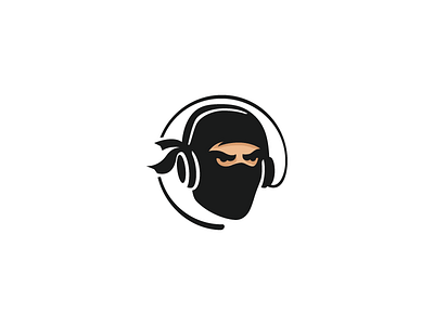 ninja music black brand branding concept design dj fight fighter headphone illustration logo music ninja vector warrior wire
