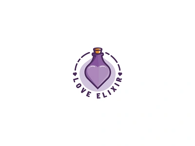 love elixir bottle brand branding concept cure design elixir heart logo love purple typography vector