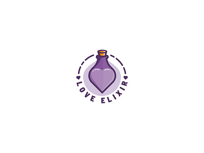 love elixir bottle brand branding concept cure design elixir heart logo love purple typography vector