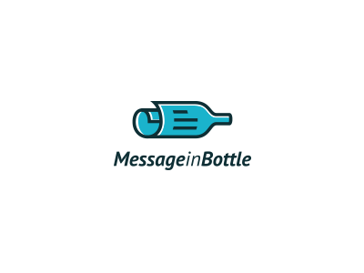 Messageinbottle blue bottle logo message text
