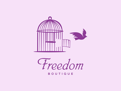 freedom botique animal bird brand branding cage fly free freedom logo typography vector