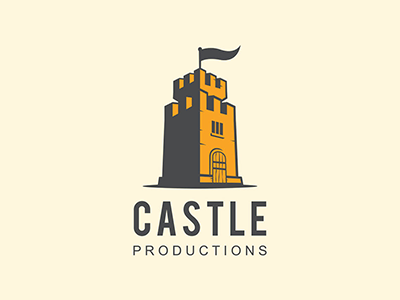 castle productions bold brand branding castle concept illustration logo vintage yellow