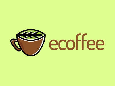 ecoffee brand coffee concept design ecology environment green illustration leaf logo vector
