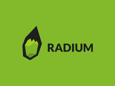 radium bold brand branding concept design green illustration logo pencil radium rock sharp vector