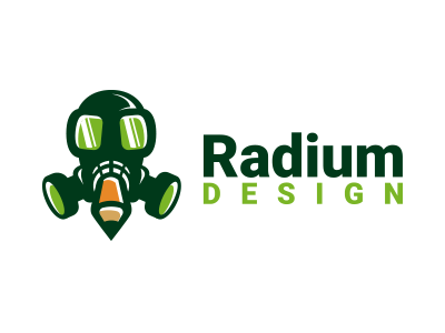 Radium brand branding concept design gas mask green illustration logo mask pencil radiation radium vector