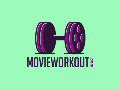 Movieworkout brand branding concept design dumbbell exercise film illustration logo movie vector workout