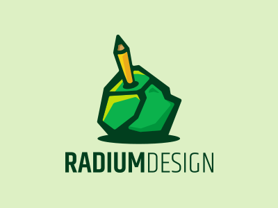radiumdesign brand concept design green illustration logo pencil radiant radioactive radium rock vector