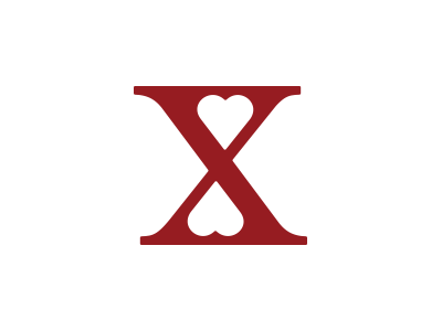x love brand branding concept design heart illustration letter letter x logo love negative space red typography vector x