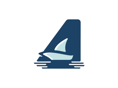 A boat a blue boat brand branding float initial letter logo ocean sail sea ship typography vector water
