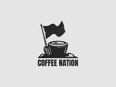 Coffee Nation black brand branding city coffee coffee cup coffeeshop concept flag illustration logo nation sculpture stone vector