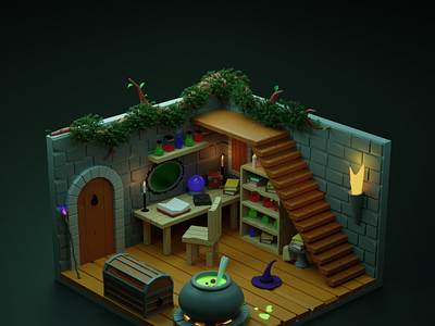 Witches' Hut In Blender 3d 3dmodel animation blender branding design freelancer graphic design illustration isometric logo motion graphics rendering ui ux vector