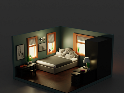 3D Bedroom created in blender 3d 3d model 3dmodel animation blender design graphic design illustration render