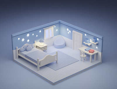 Simple and cozy bedroom design for boy 3d 3dmodel aniamtion animation art artwork blender blender 3d design freelancer graphic design illustration interior design