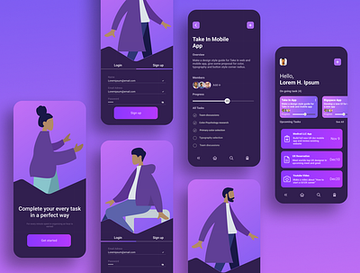 Business Task Manager app design illustration ui ux vector