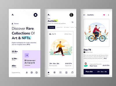 NFT Auction App app design illustration ui ux vector