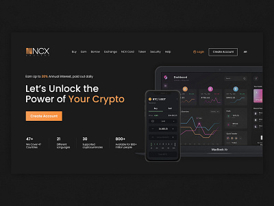 NCX Brokers | Cryptocurrency Exchange Landing Page (Header)