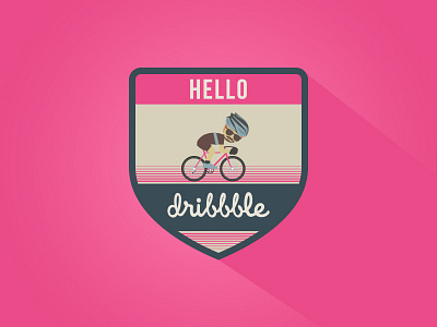 Hello, Dribbble! badge debut design designer first first shot flat illustration invite invites shot sticker