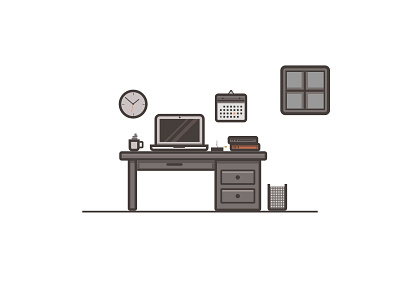 Desk Scenery Illustration decoration design designer drawing flat design graphic graphic design icons illustration minimal scenery vector