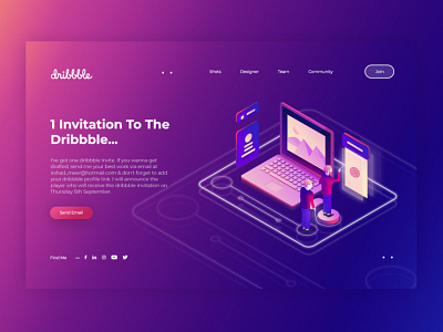 Dribbble Invite banner debut design draft giveaway header invitaion invite invite design player webdesign